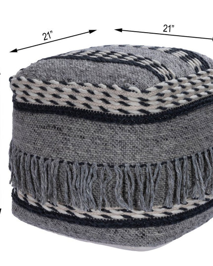 21" Gray Pouf Ottoman