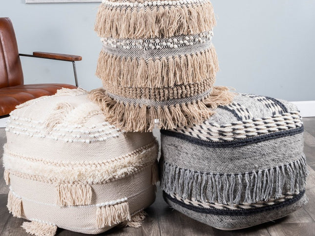 21" Gray Pouf Ottoman