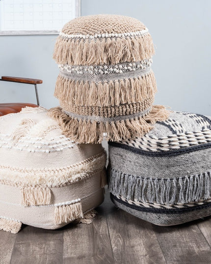 21" Gray Pouf Ottoman