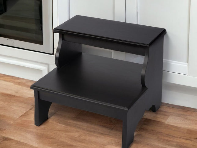 18" Dark Brown Solid and Manufactured Wood Footstool