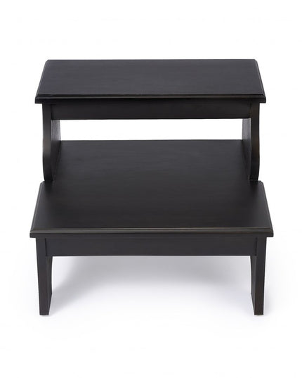 18" Dark Brown Solid and Manufactured Wood Footstool