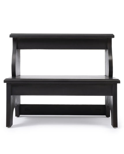 18" Dark Brown Solid and Manufactured Wood Footstool