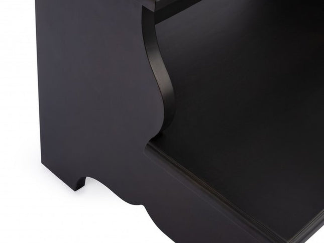 18" Dark Brown Solid and Manufactured Wood Footstool