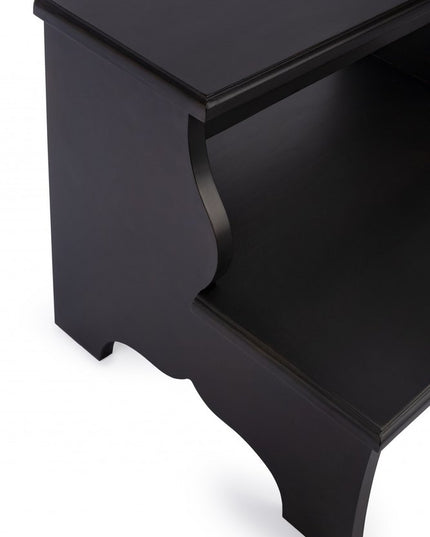 18" Dark Brown Solid and Manufactured Wood Footstool