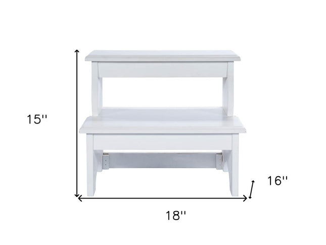 18" White Wood Footstool
