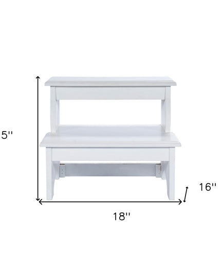 18" White Wood Footstool