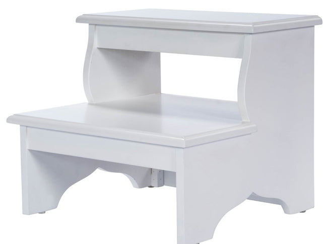 18" White Wood Footstool