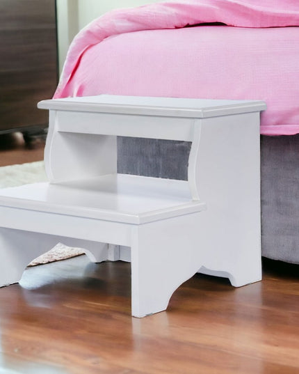 18" White Wood Footstool