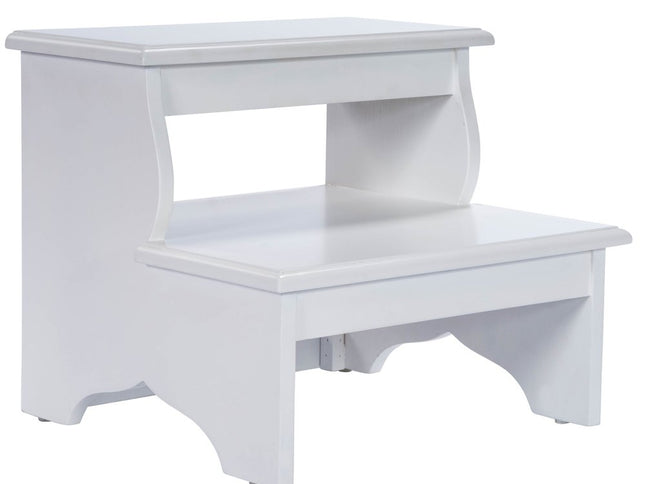 18" White Wood Footstool