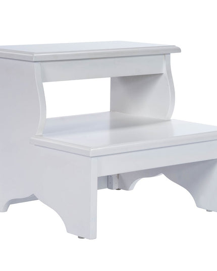 18" White Wood Footstool