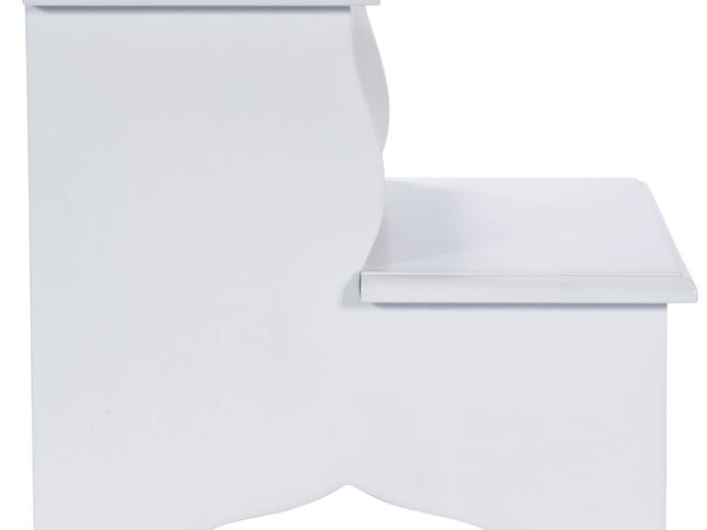 18" White Wood Footstool