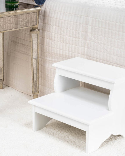 18" White Wood Footstool