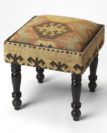 18" Brown Linen Ottoman