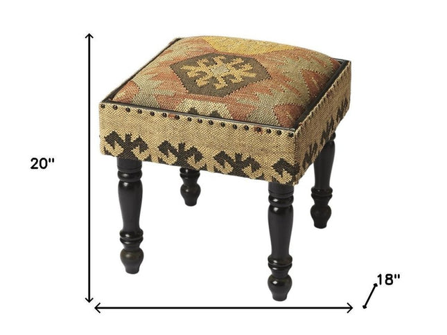 18" Brown Linen Ottoman