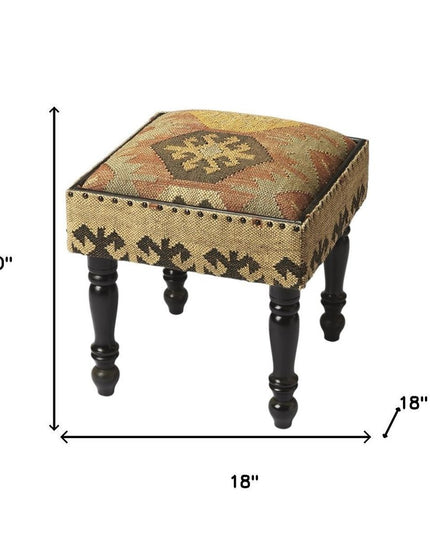 18" Brown Linen Ottoman