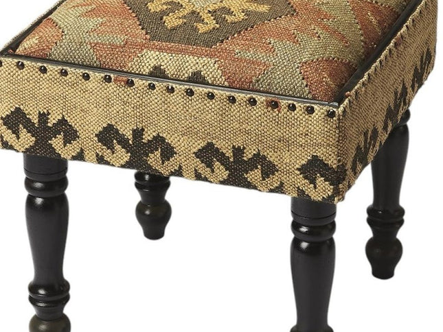 18" Brown Linen Ottoman