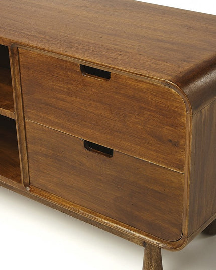 50" Brown Solid Wood Enclosed and Open Storage TV Stand