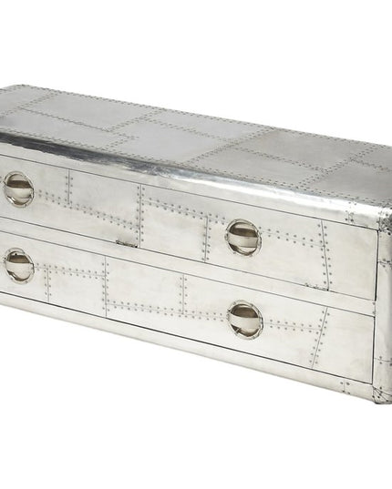 59" Silver Solid Wood Enclosed and Open Storage TV Stand