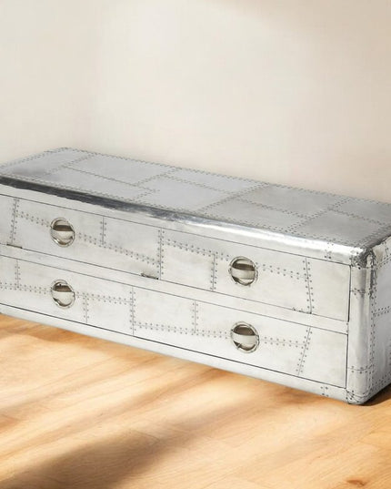 59" Silver Solid Wood Enclosed and Open Storage TV Stand