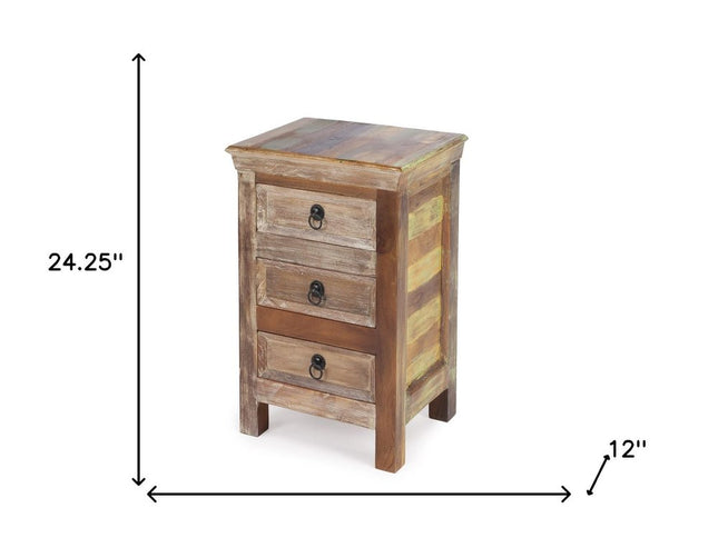 16" Modern Rustic Three Drawer Accent Chest