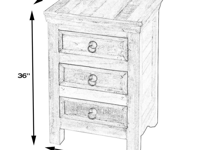16" Modern Rustic Three Drawer Accent Chest