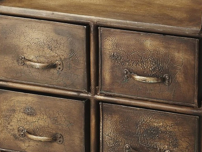23" Bronze Metal Six Drawer Chest
