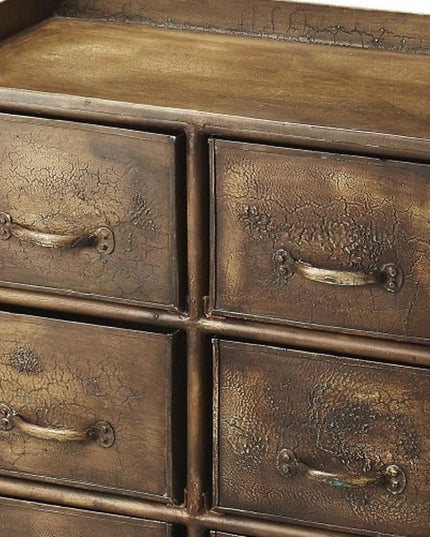 23" Bronze Metal Six Drawer Chest