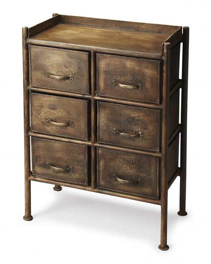 23" Bronze Metal Six Drawer Chest