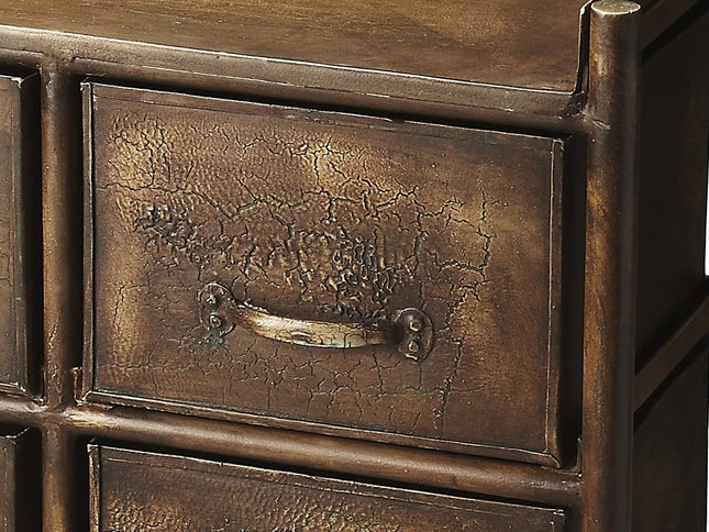 23" Bronze Metal Six Drawer Chest