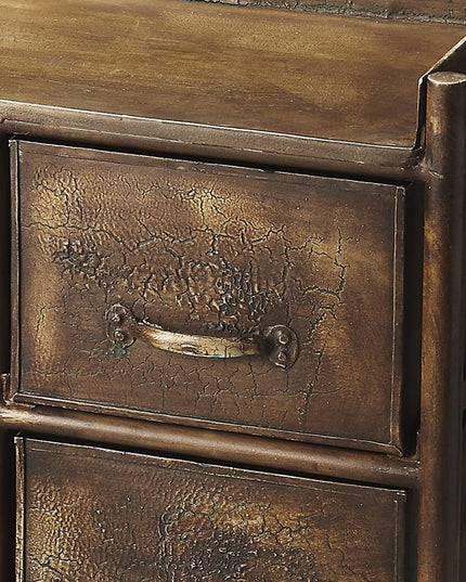 23" Bronze Metal Six Drawer Chest