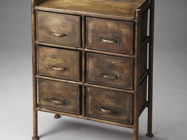 23" Bronze Metal Six Drawer Chest