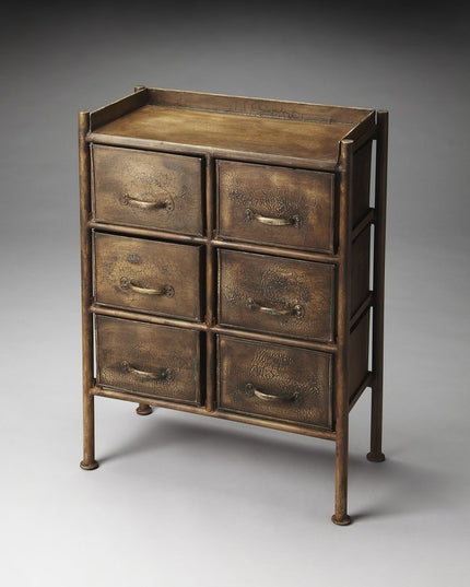 23" Bronze Metal Six Drawer Chest
