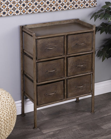 23" Bronze Metal Six Drawer Chest