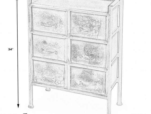 23" Bronze Metal Six Drawer Chest