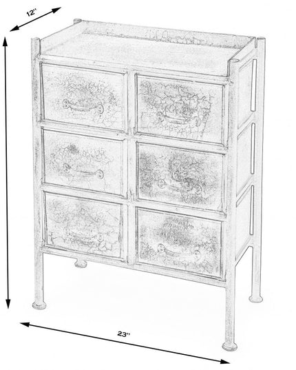 23" Bronze Metal Six Drawer Chest