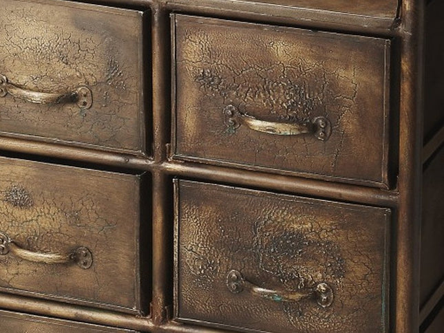 23" Bronze Metal Six Drawer Chest