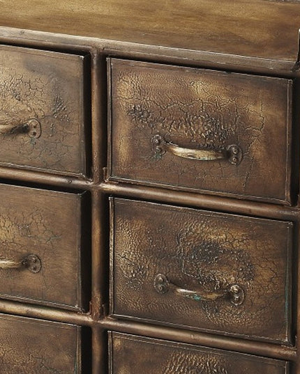 23" Bronze Metal Six Drawer Chest