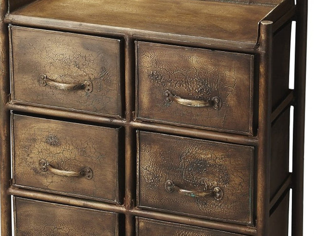23" Bronze Metal Six Drawer Chest