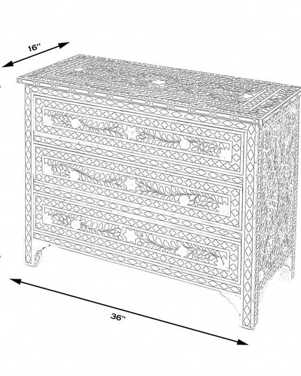 36" Black Manufactured Wood Three Drawer Chest