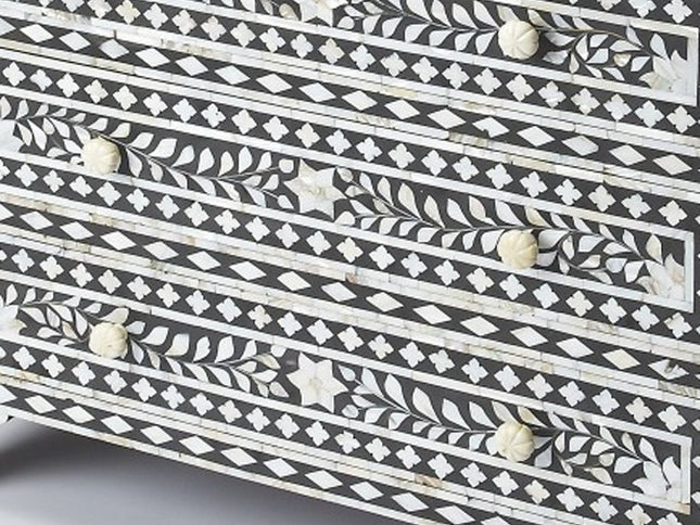 36" Black Manufactured Wood Three Drawer Chest