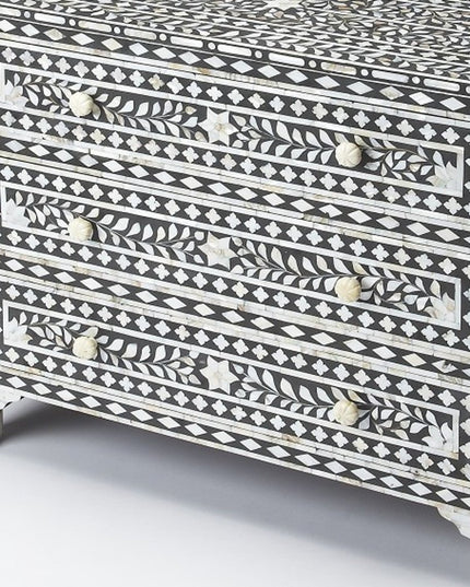 36" Black Manufactured Wood Three Drawer Chest