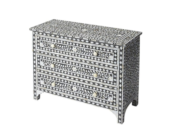 36" Black Manufactured Wood Three Drawer Chest