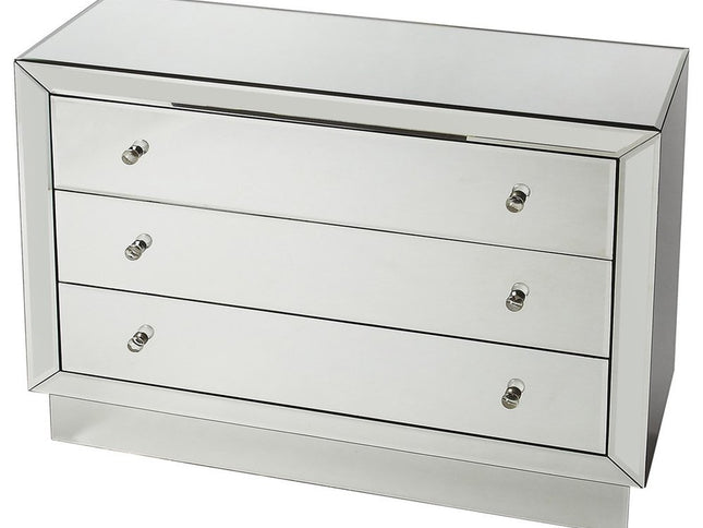 42" Clear Glass Three Drawer Dresser