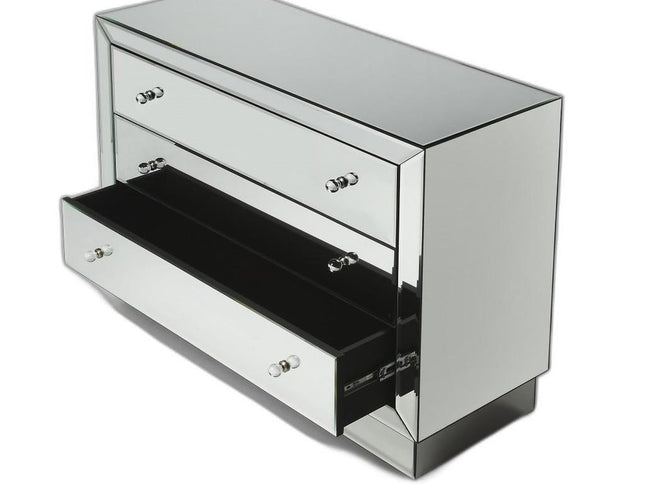 42" Clear Glass Three Drawer Dresser