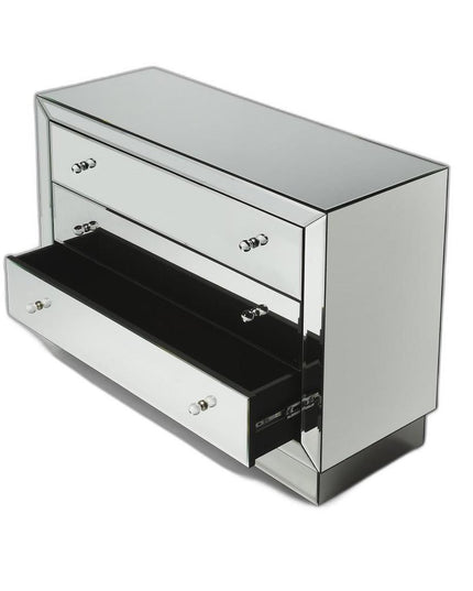 42" Clear Glass Three Drawer Dresser