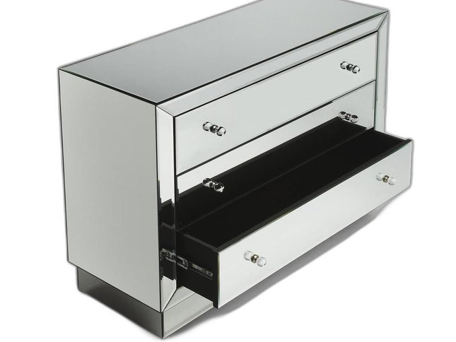 42" Clear Glass Three Drawer Dresser