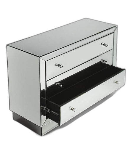 42" Clear Glass Three Drawer Dresser