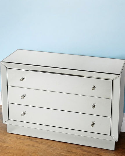 42" Clear Glass Three Drawer Dresser