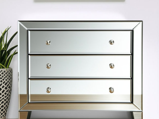 30" Clear Glass Three Drawer Chest