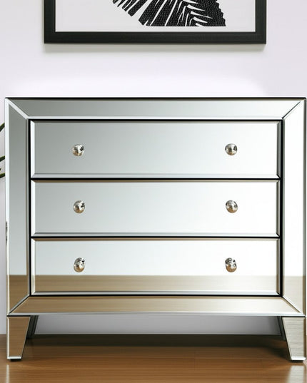 30" Clear Glass Three Drawer Chest